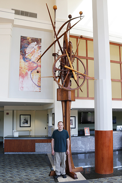 James Borden with Time and Space sculpture