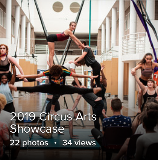 students in circus poses