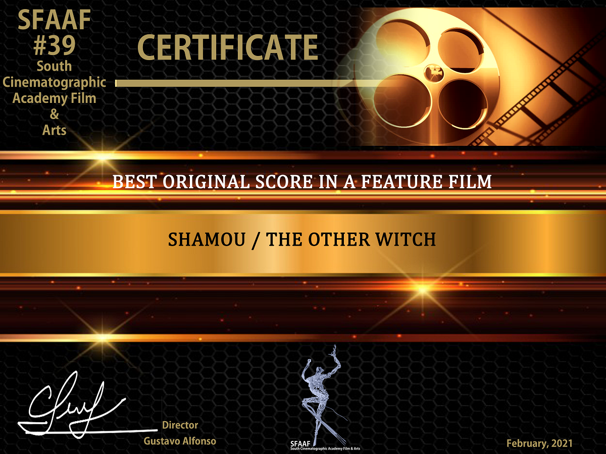 Best Original Score in a Feature certificate