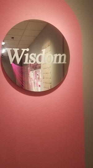 Wisdom word display in Renee Cloud's installation