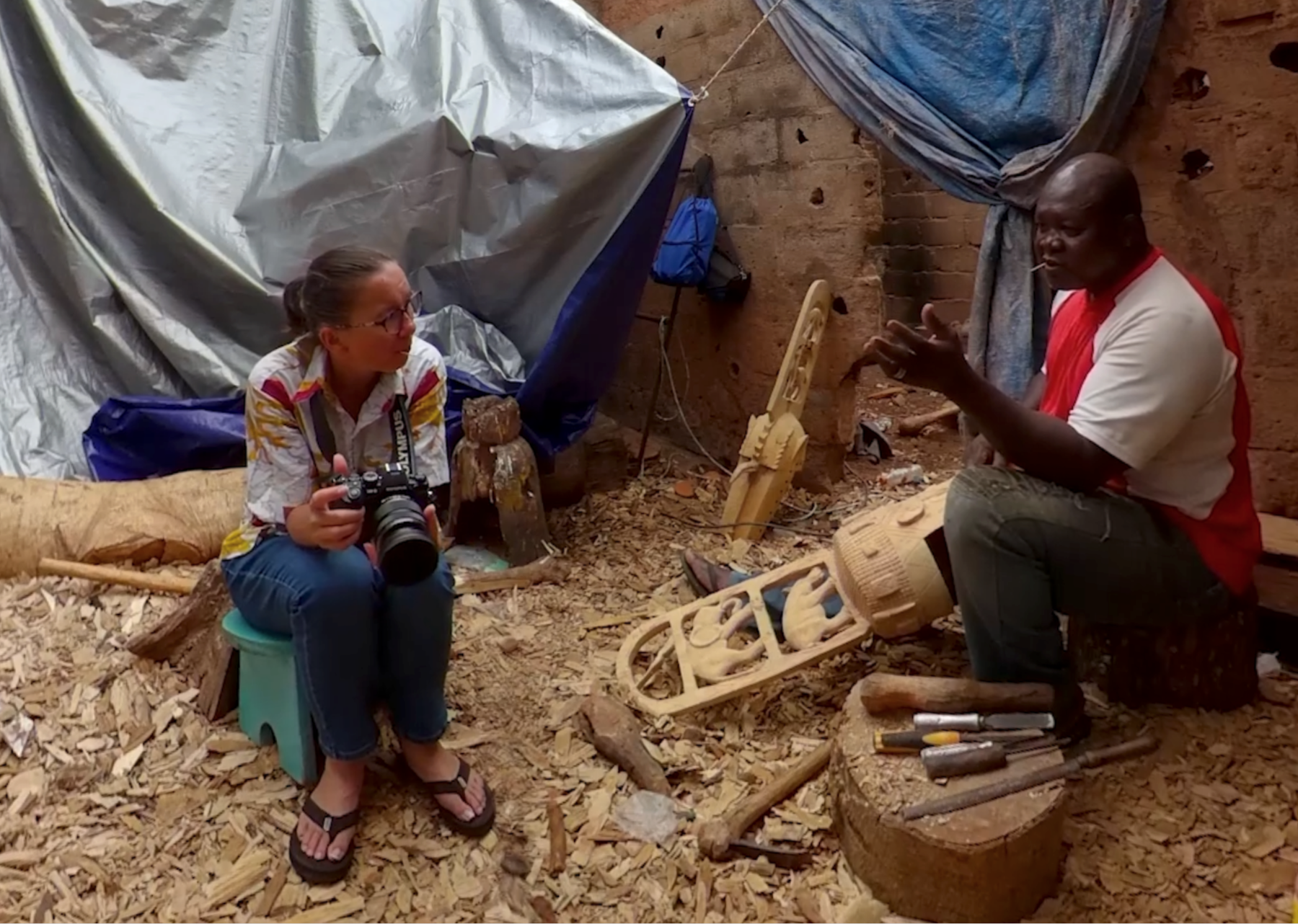 Lisa Homann with David Sanou in Burkina Faso studioi