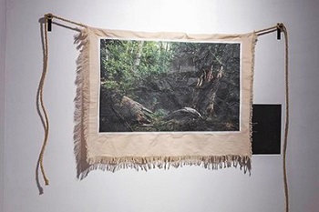 installation of photograph printed on cloth by Malik Norman
